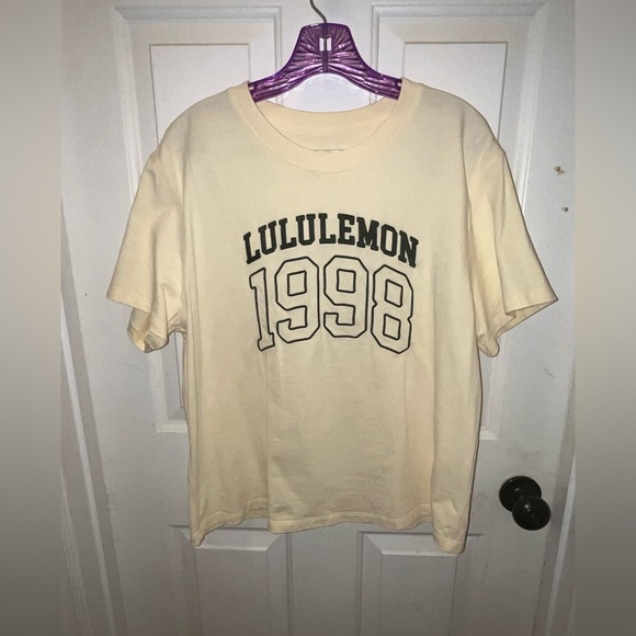 lululemon athletica Tops - 🍋LIKE NEW Lululemon Relaxed-Fit Cotton Jersey Tee *Graphic - Butter Cream - 10